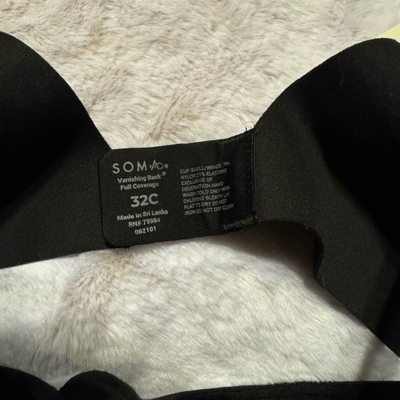 Soma Bra Full Coverage Vanishing Back Black 32C - Picture 4 of 4